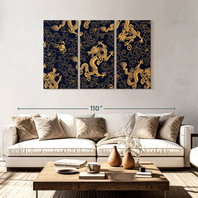 Motif oriental de dragons Kerner, H 48 po x l 74 po