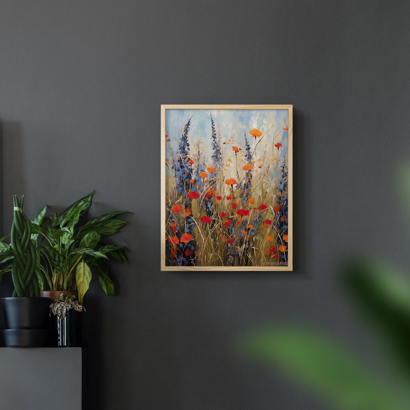 Série FLORAL DCCDXVII - reproduction encadrée de qualité supérieure - prête à être accrochée - aucun clou requis, Naturel