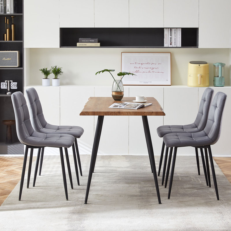 Lawanda Dining Table Set With 4 Chairs, Gray