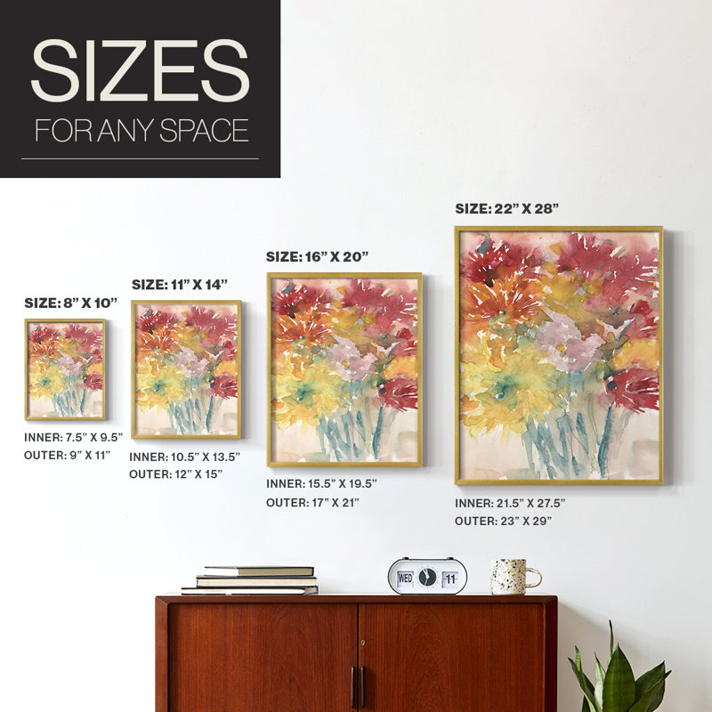 Impression florale I-Premium encadrée Floral Treats - prête à être accrochée - aucun clou requis, Doré, H 11 po x l 18 po