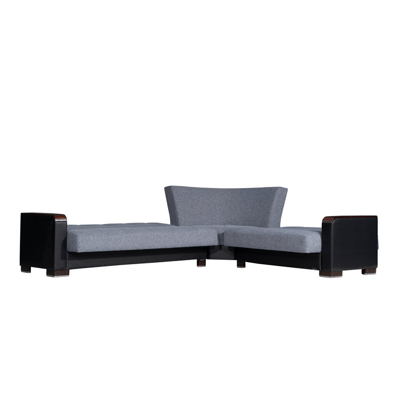  Nadler X Fabric Upholstered 224” Convertible Sectional Sofa Bed with Storage – Firm Support L-Shaped Sleeper Sectional for Small Spaces