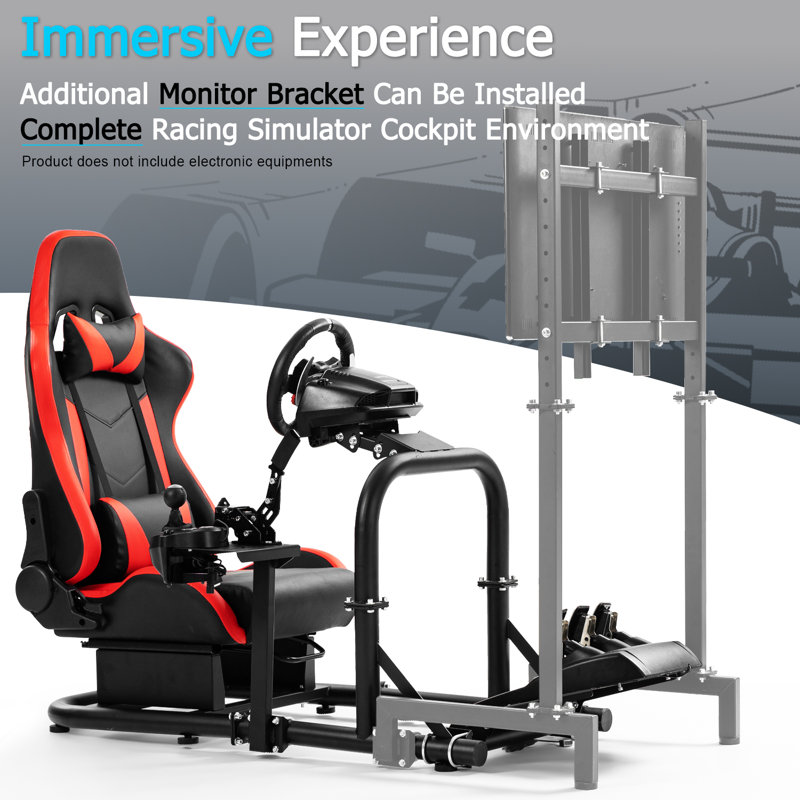 Cockpit Anman Racing Sim avec siège rouge pour Logitech G920 G29, ne comprend pas le volant, les roues, les pédales et le levier de frein à main