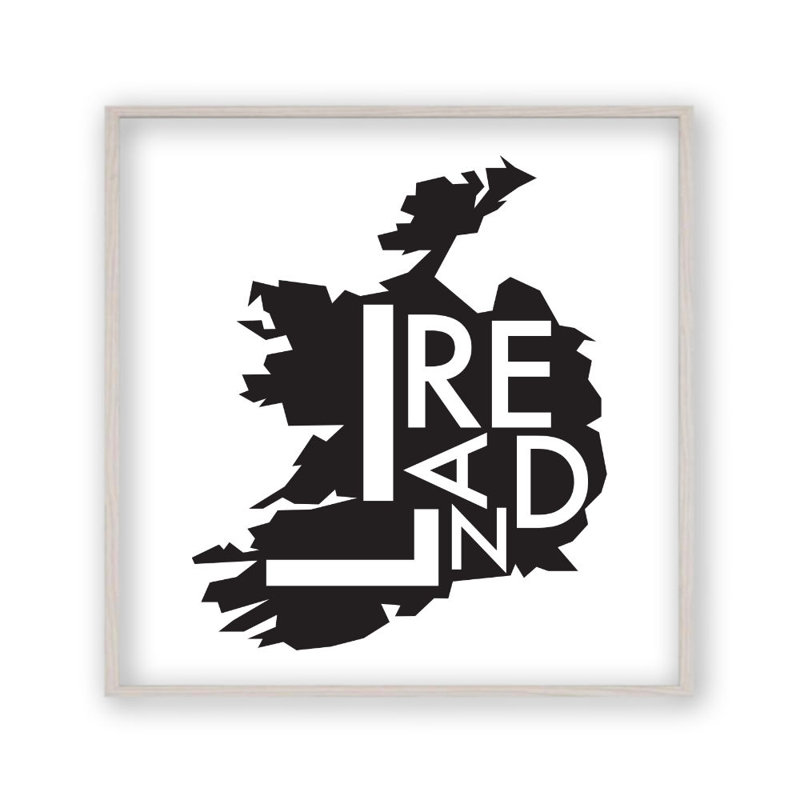 Ireland Map - Print, 30 cm H x 30 cm W x 2.5 cm D, White Oak Frame