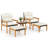 5 Pcs Rattan Furniture Set Wood Frame Chairs & Ottomans With Square Coffee Table