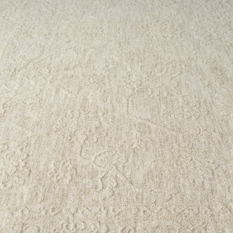 Tapis d'intérieur tissé à la machine Mulay Farmhouse, Rectangle 5 pi x 7 pi 10 po, Crème