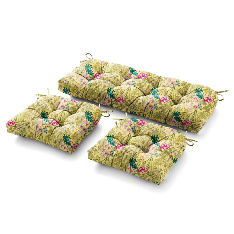 Outdoor 5'' Seat / Back Cushion, Yellow Floral
