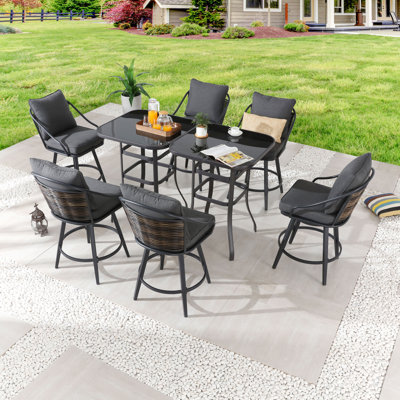 Swinton 6 - Person Wicker Patio Dining Set with Square Table