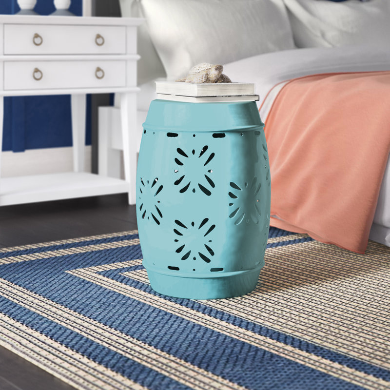 Tabouret de jardin en céramique Apsara, Bleu pâle