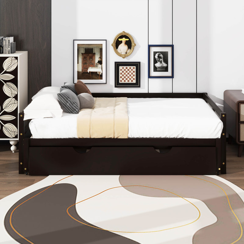 Twin Daybed With Trundle, Extendable Design, Espresso