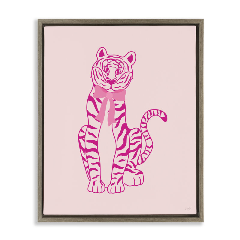 Mod Mod Tiger avec cadre flottant à nœuds, design par Natalie Carpentieri, H 31 po x l 25 po, Cadre flottant orme Montalcino