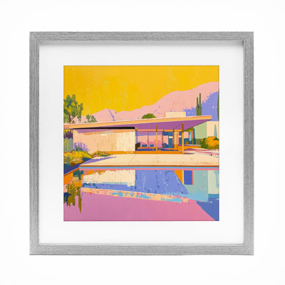 Vivid Case Study House Framed Print Under Glass, design by Walker Noble