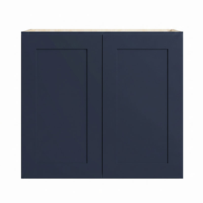 Armoire murale bleu marine Shaker, structure en bouleau massif, boîte d'armoire en contreplaqué, tablette réglable, finition matte douce, plusieurs tailles