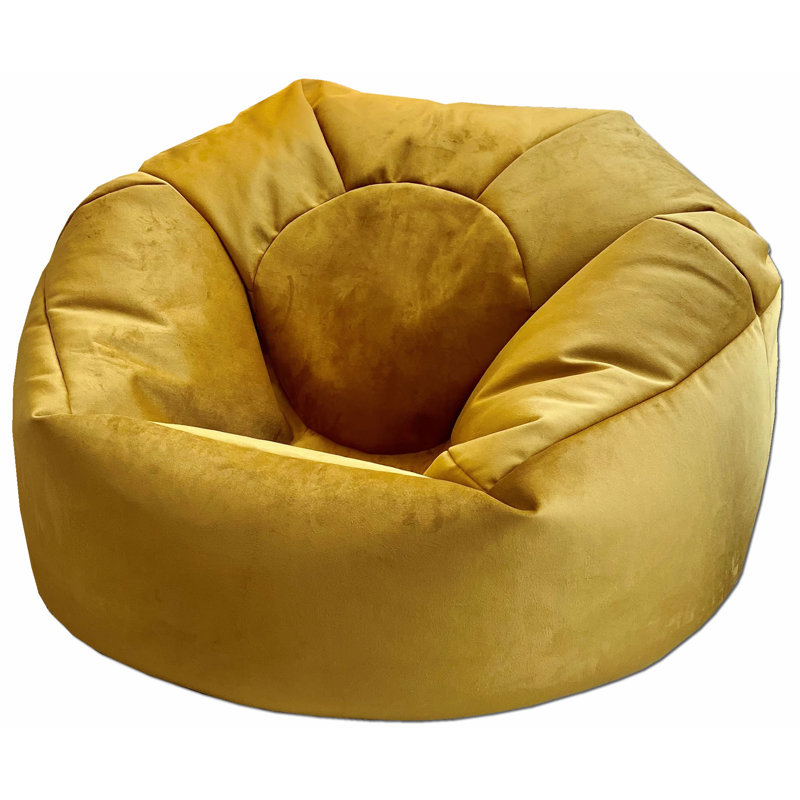 Velvet Refillable Classic Bean Bag, Mustard