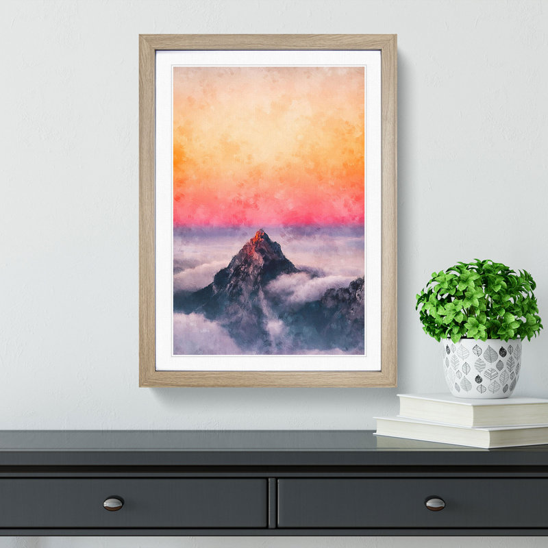 The Top of Matterhorn Mountain - Picture Frame Painting Print, 45cm H x 33cm W x 2cm D, Oak Framed