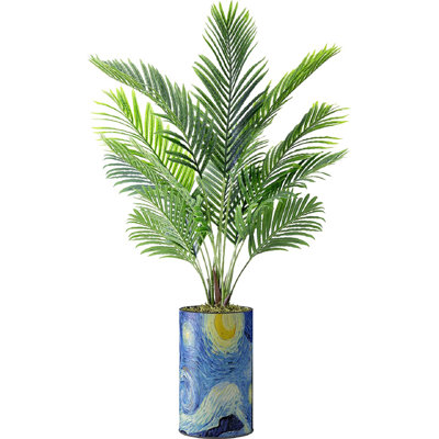 Faux Palm Plant in Plastic Planter