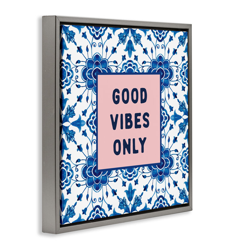 Cadre flottant Good Vibes Only, H 25 po x l 25 po, Cadre flottant gris lustré