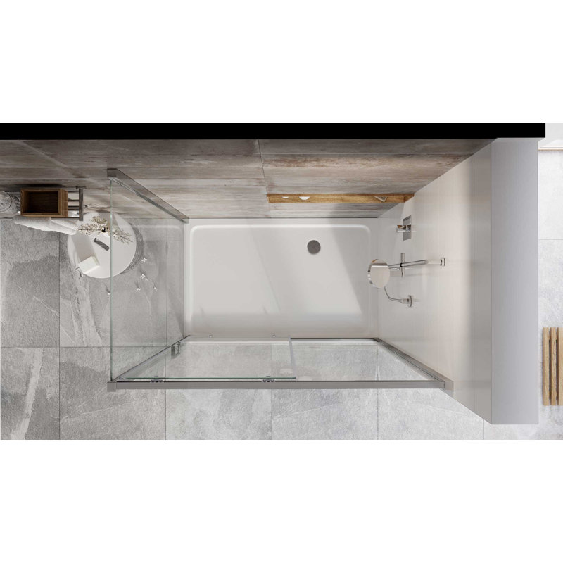 Feora Single Added Frameless Shower Door with Clear Glass, H 200 cm x 170 W cm