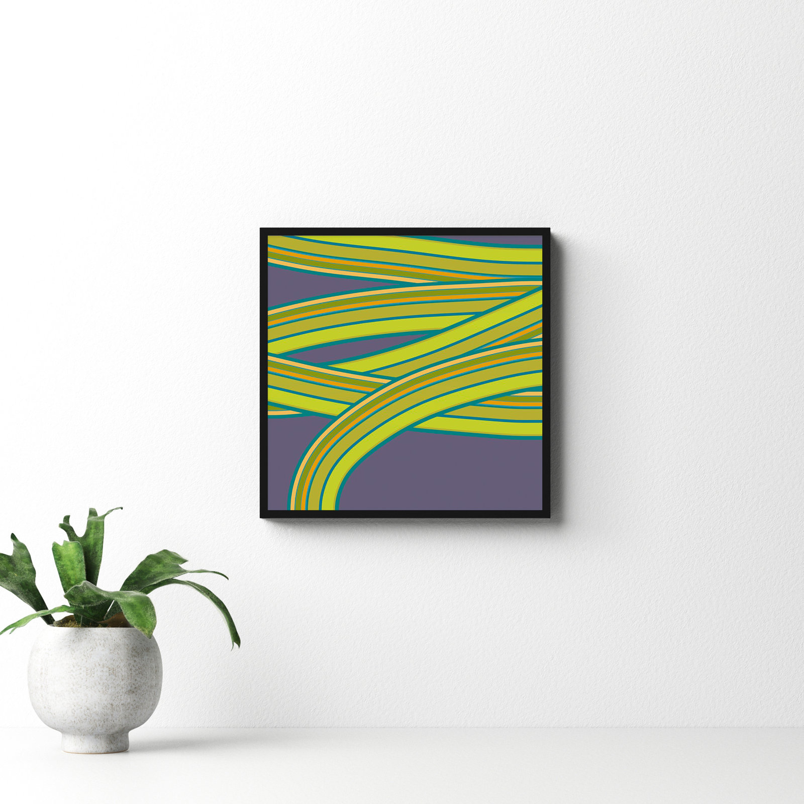 Twist Series I "Hemp Twist" Print, 16" H x 16" W x 1.25" D, Black
