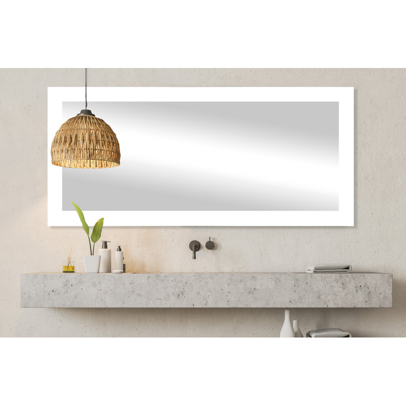 Maci Eileen Engineered Wood Flat Wall Mirror, 33" x 80", Gloss White