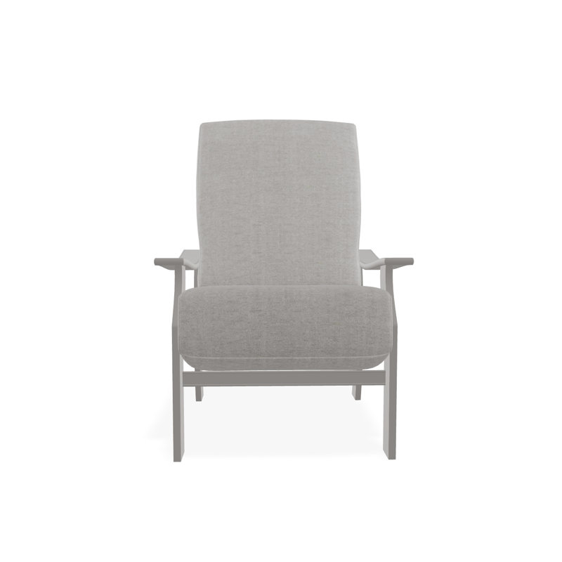 St. Catherine Marine Grade Polymer Deep Seating Cushion Arm Chair, Warm Gray, Ticking Fog