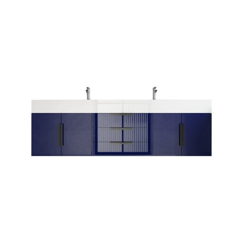 Meuble-lavabo simple mural 72 po Jessica, Bleu marine