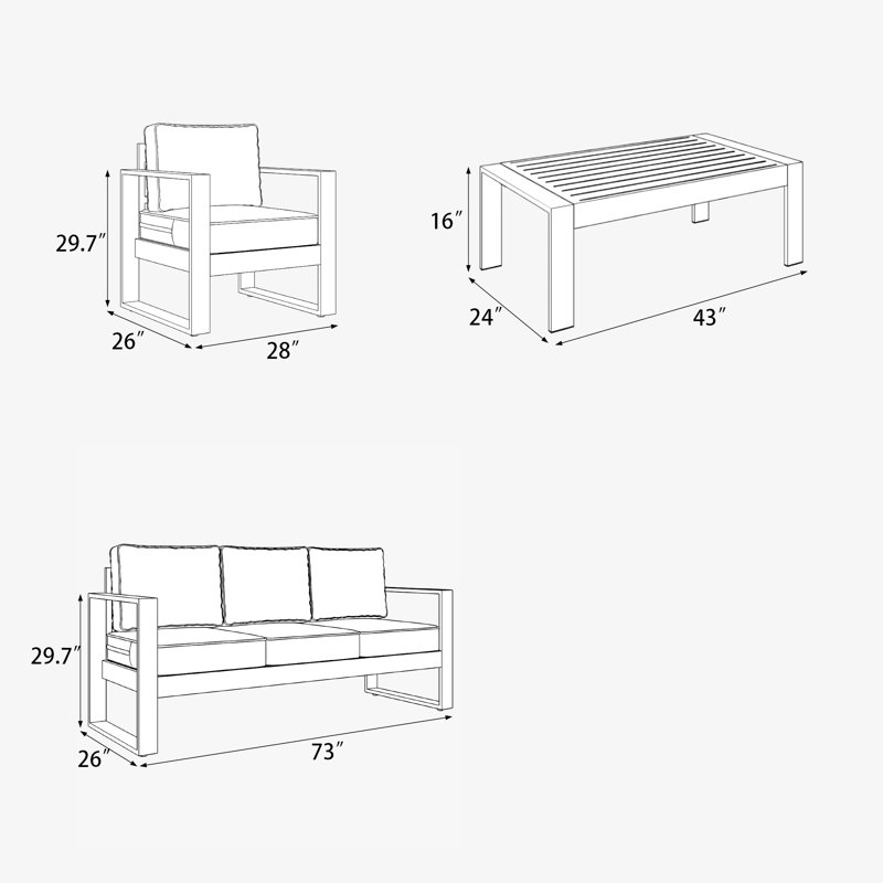 Standalone Product 5 - Person Patio Conversation Set with Cushions, White Frame/Light Gray Cushion
