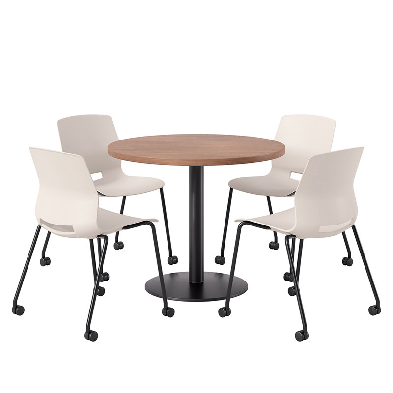 Ensemble repas pour quatre personnes, Cerise, Crème / Noir, H 41 po x L 36 po x l 36 po