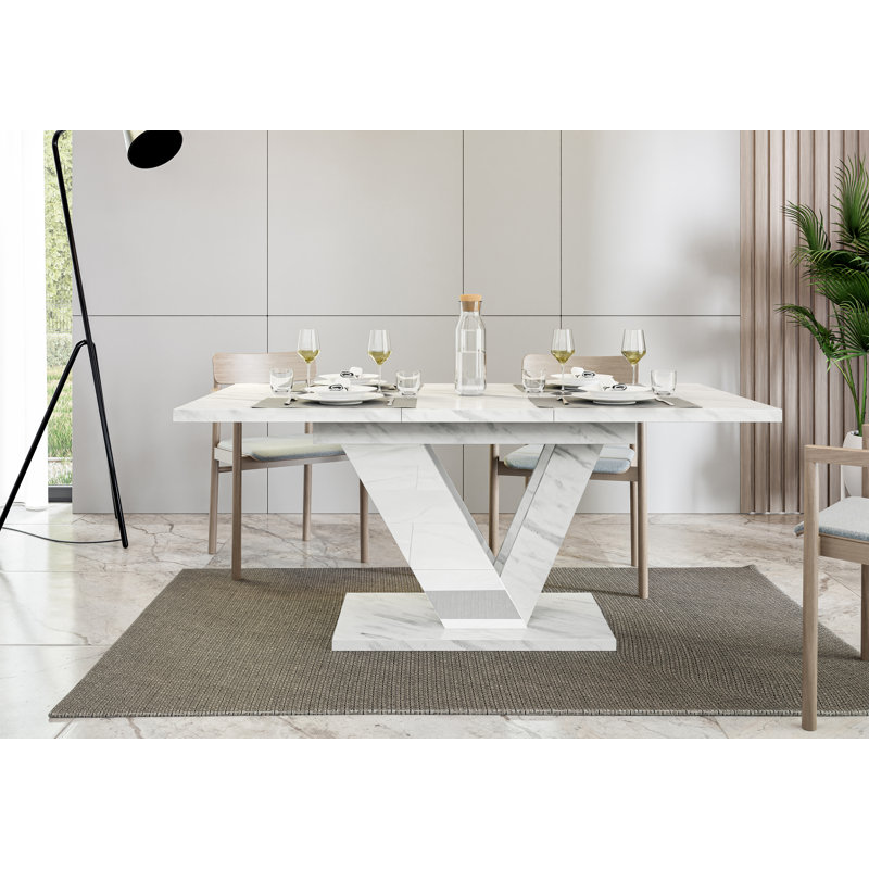 Extendable Dining Table Dubai, Marble White Gloss