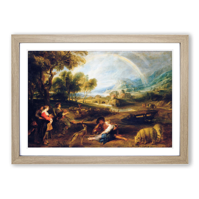 Landscape with a Rainbow by Peter Paul Rubens - Picture Frame Painting, Oak Framed, 48cm H x 65cm W x 2cm D