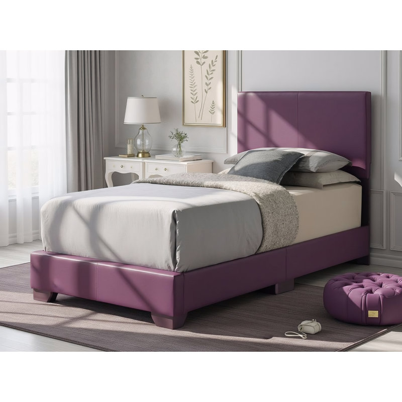 Lit simple en similicuir Anvers, Lit simple, Mauve