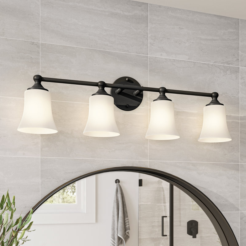 Éclairage pour meuble-lavabo à intensité variable Alies, Noir mat, H 9,5 po x l 31,75 po x P 6,5 po, 4