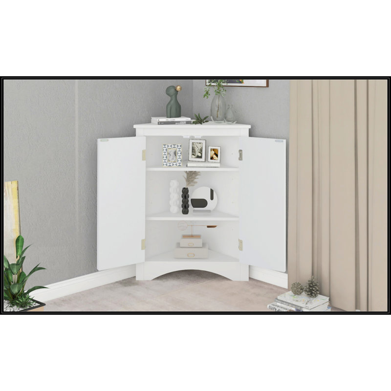 Armoire de rangement triangulaire grise avec tablettes réglables, Gris
