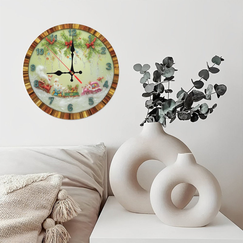 Horloge-Père Noël-avec-chiffres-brodés
