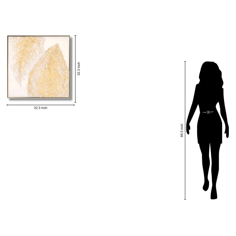 Art mural en toile GiIred Tranquility Leaf - 32 po x 32 po - cadre doré
