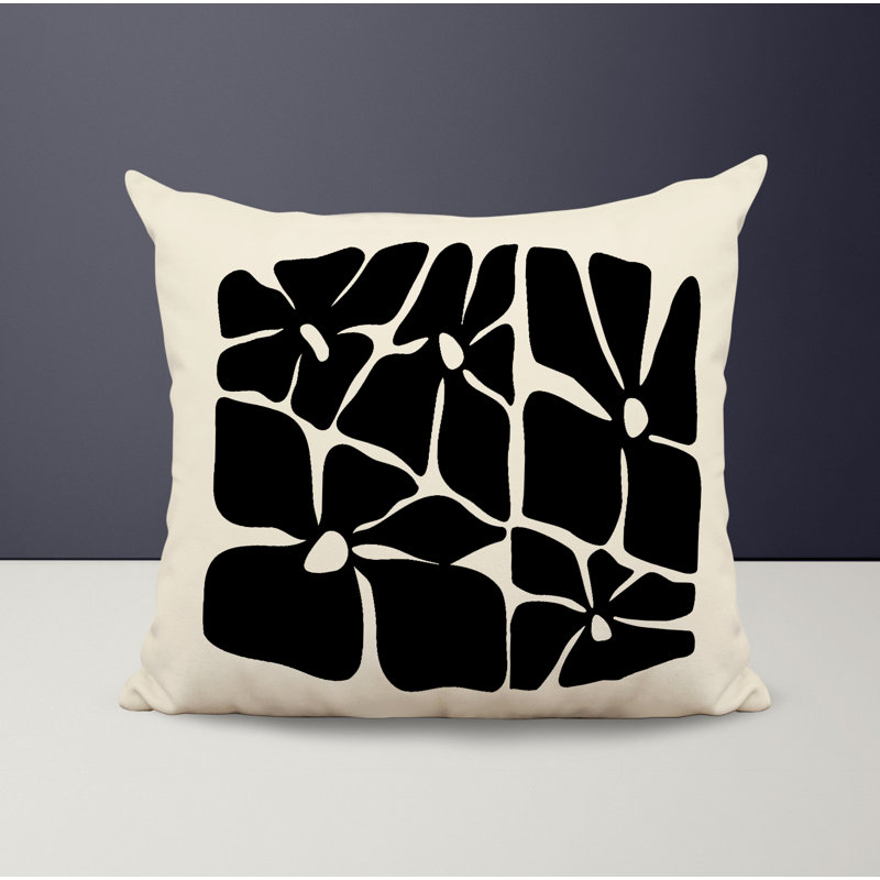 Housse et insert de coussin décoratif en polyester, L 15 po x H 15 po, Noir