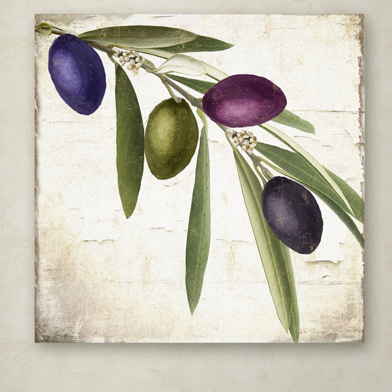 Olive Branch IV 24" x 24" Canvas Art in Green and Purple