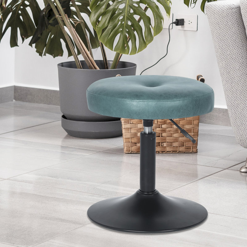 Tabouret de coiffeuse en acier inoxydable de 23,2 po de hauteur Aderito, Bleu sarcelle foncé, Noir, noir, noir, noir