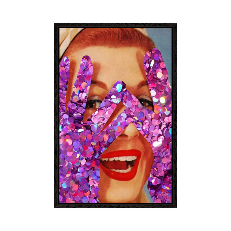 Purple Glitter by Kiki C Landon - Print on Canvas, Black Framed, 66.04cm H x 45.72cm W x 3.81cm D