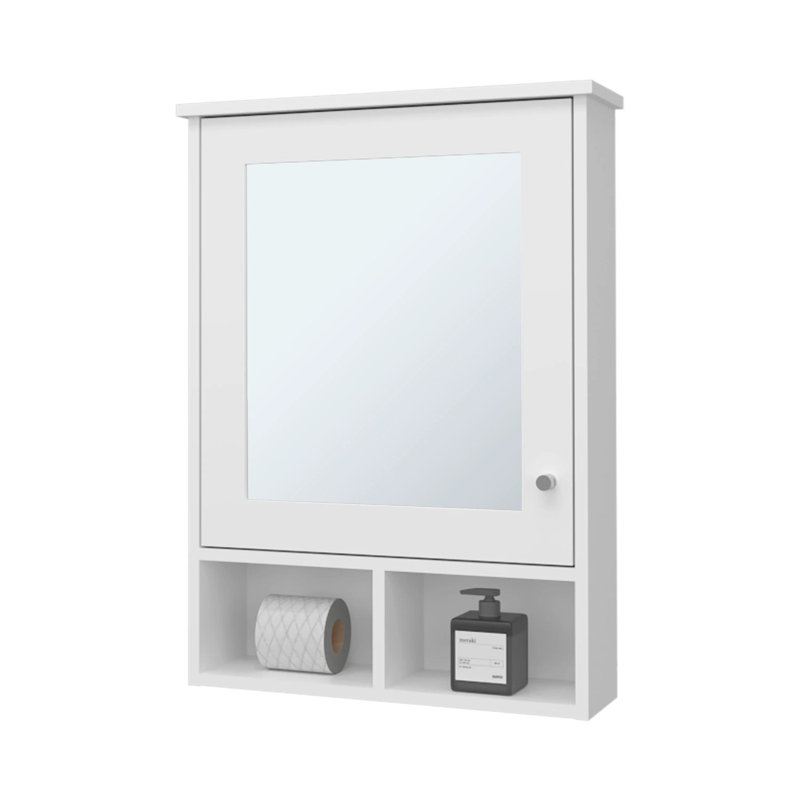 Pharmacie avec porte et miroir inclus, Blanc