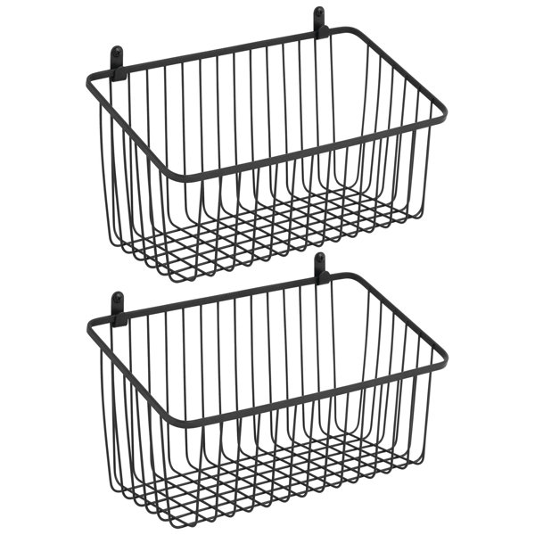 mDesign Metal Wire Wall Mount Storage Organizer Basket Bin | Wayfair