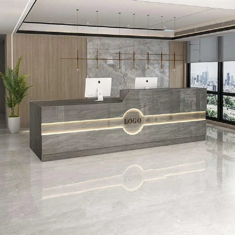 Clemintine L-Shaped Executive Desk, Gray, Right