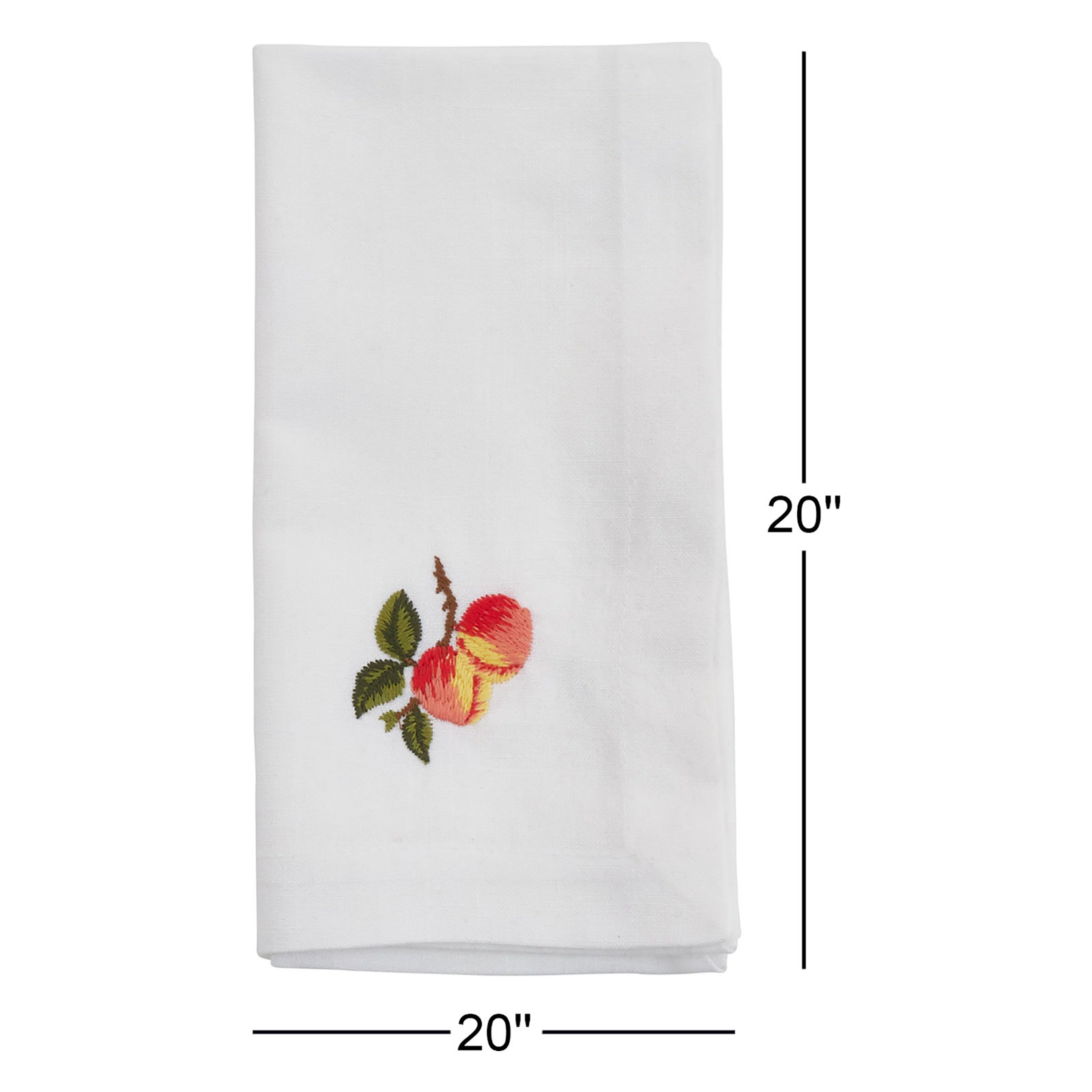 Peach Design Embroidered 4 Piece Napkin Set