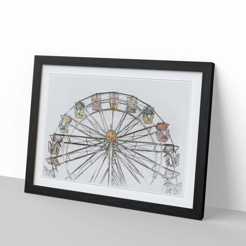 Colourful Ferris Wheel in Abstract - Picture Frame Graphic Art Print, Black Framed, 36cm H x 48cm W x 2cm D