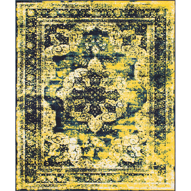 Tapis oriental jaune Oneita, Rectangle 9 pi x 12 pi