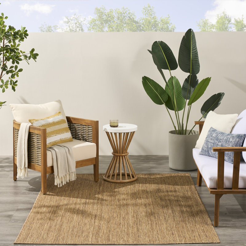 Tapis noir intérieur / extérieur Remmie, Rectangle 5 pi x 7 pi, Naturel