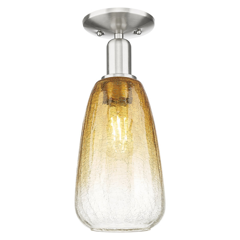 Plafonnier semi-encastré 1 lumière 6 "Downtown Urban - Baxter , Ambre, Nickel satiné brossé