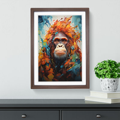 Orangutan Orphism No.2 - Single Picture Frame Print on Wood