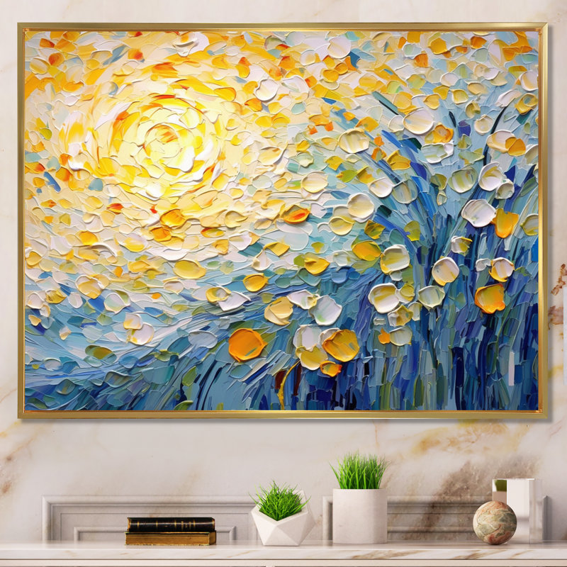 «Blossoming Summer Buttercups Flower Field - Fleurs, reproduction sur toile (sans texture), art mural floral, Doré