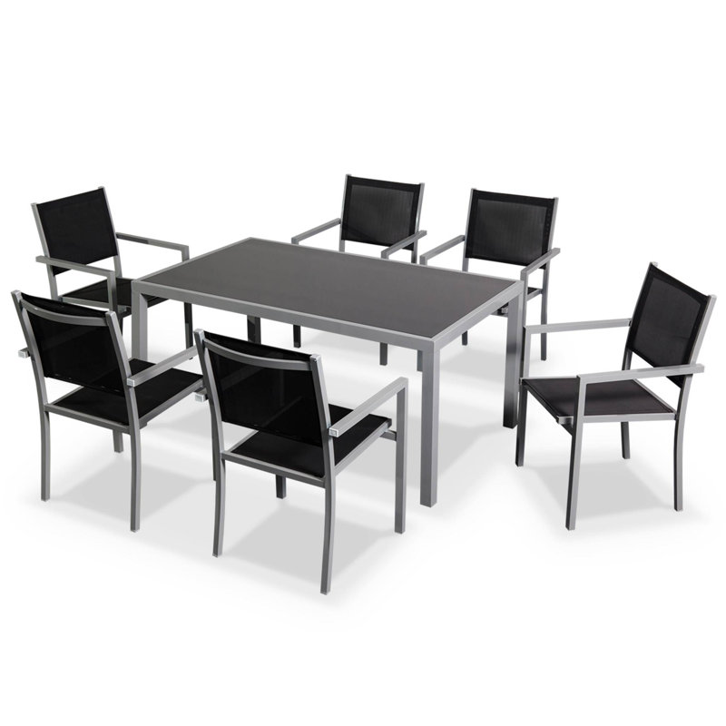 Ogden 6 Seater Dining Set, Black/grey