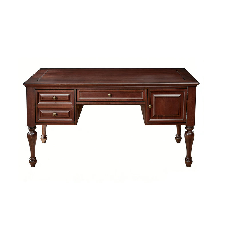 Bureau en bois massif rouge de style américain 55,12 po, H 30,71 po x l 55,12 po x P 27,56 po